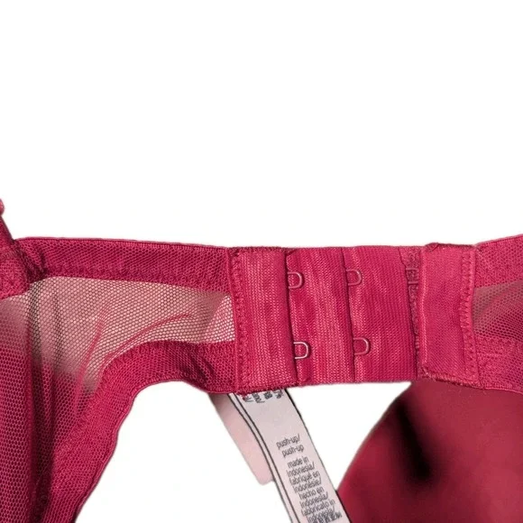 Women Victoria's Secret 36DD Mesh Velvet Padded Push-Up Bra Fuschia EUC - Picture 2 of 12